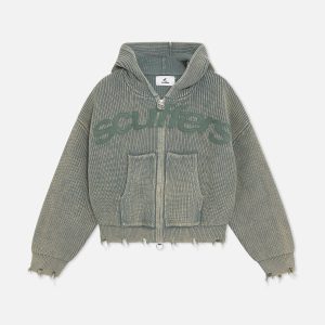 Buzz Dusty Green Knit Zipper