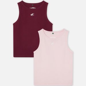 Burgundy & Pink Canale Scff Tank Top Pack
