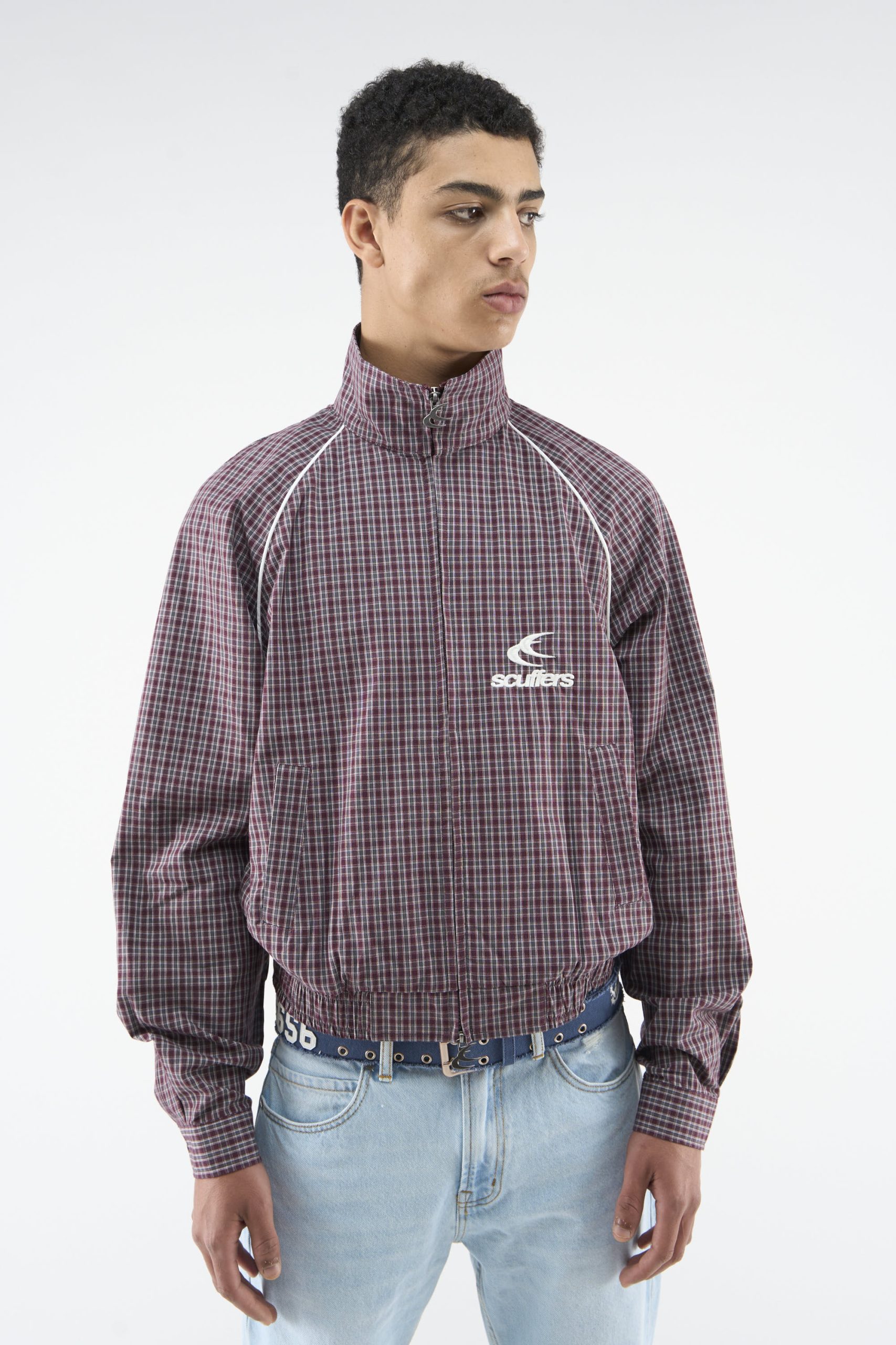 Chamise Checkered Burgundy Zipper