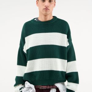 Hole Green & White Knit
