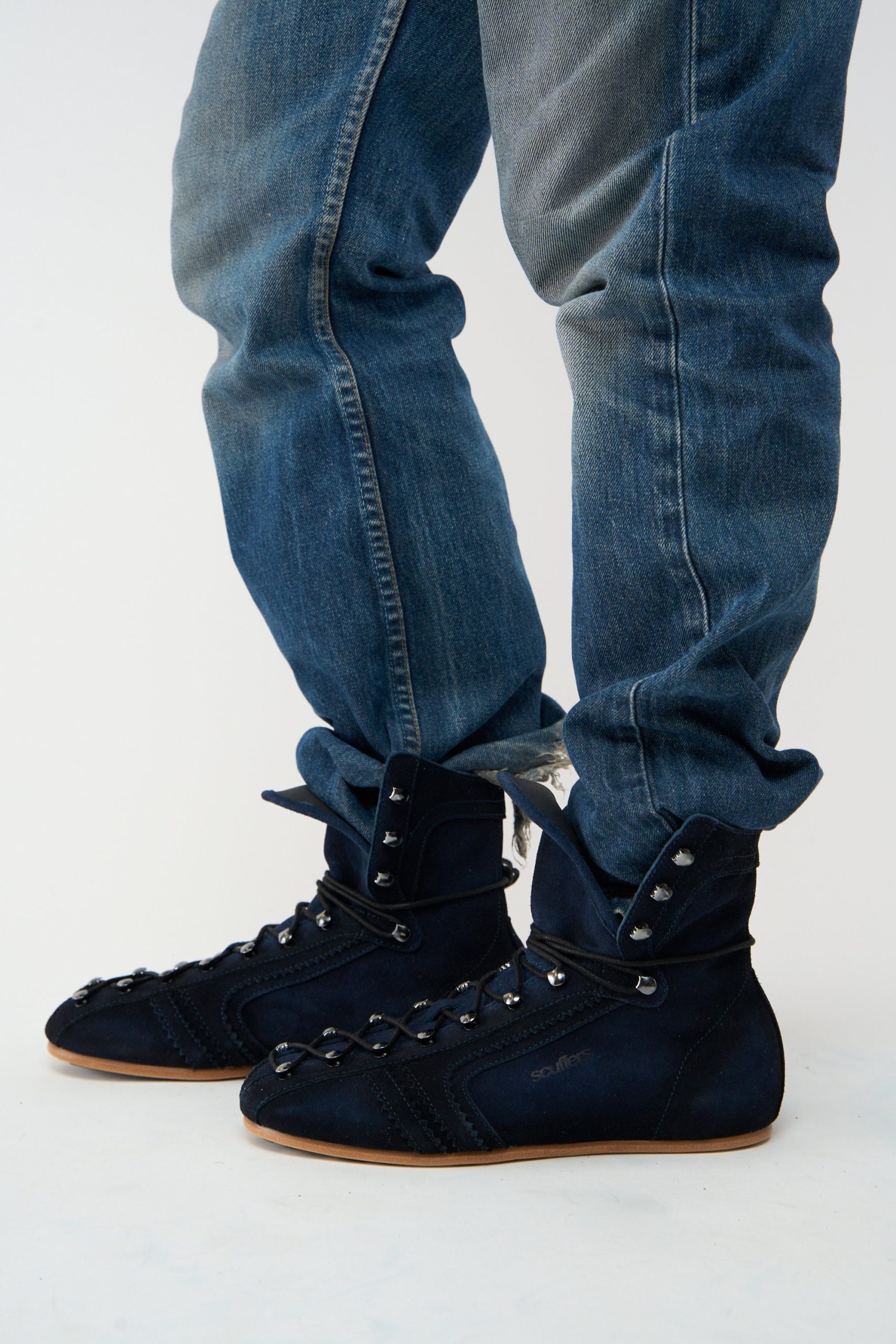 Iconic Navy Suede Boots - Image 8