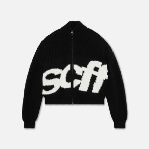 SCFF Black Knit Zipper